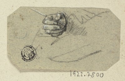 Instrumento de dibujo en la mano derecha de Unknown artist
