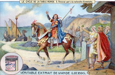 Ciclo de la mesa redonda (5): Perceval va en busca de aventuras, cromolitografía de Liebig, s.d. siglo XIX de Unknown artist