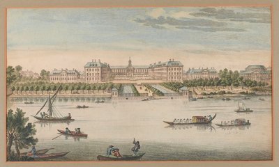 Hospital Real de Chelsea, Vista desde el río, c.1750 de Unknown