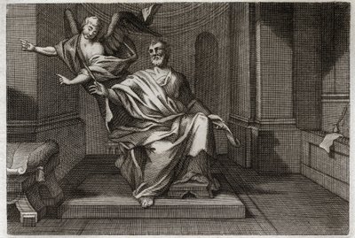 Biblia de Royaumont, Nuevo Testamento: El Evangelista San Mateo con el Ángel. Ilustración de 1811 de Unknown artist