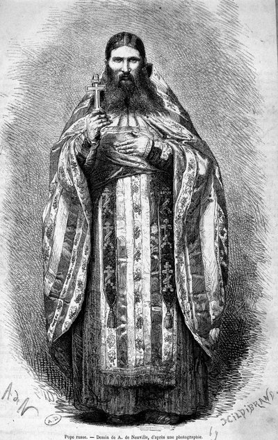 Papa ruso, dibujo de una fotografía de Unknown artist