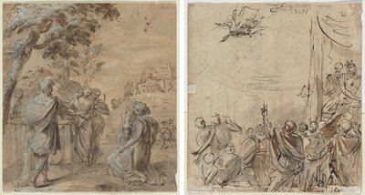 Rut y Booz (recto) La caída de Simón el Mago (verso) de Unknown artist