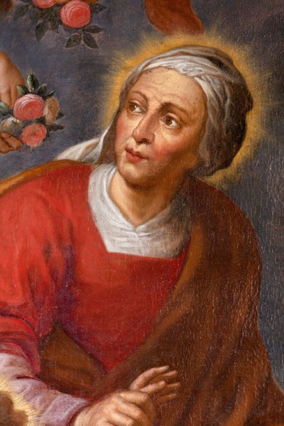 Santa Ana, Nuestra Señora y Jesús Niño, mantel en el altar lateral norte de Unknown artist