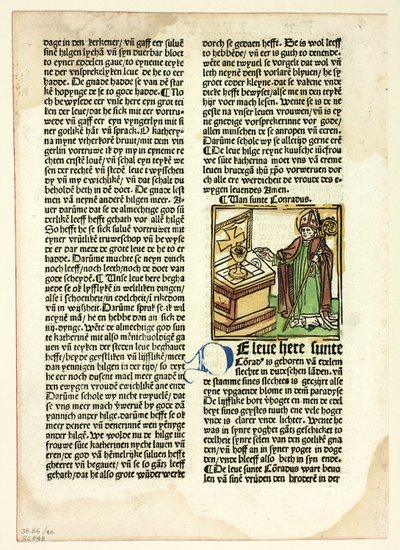 San Conrado de Der Heiligen Leben, Winterteil (La vida de los santos, invierno), lámina 40 de xilografías de libros del siglo XV de Unknown artist