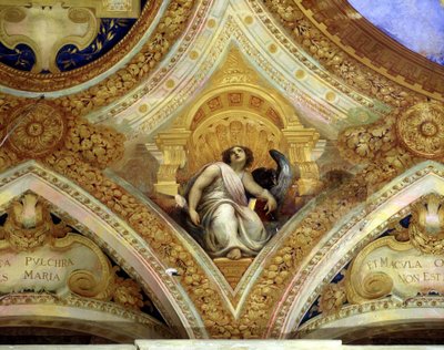 San Juan Evangelista y el águila que lo simboliza. Techo de la capilla del diseño inmaculado, Menton de Unknown artist