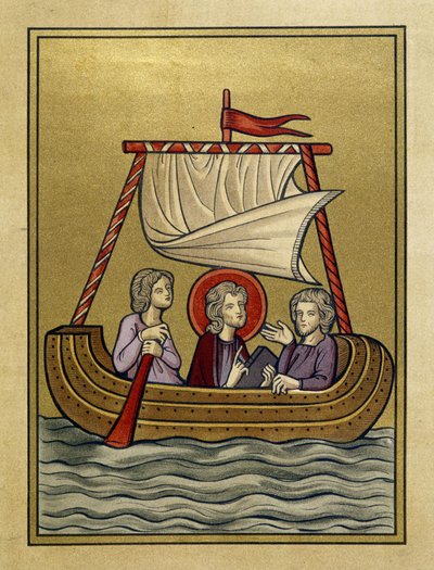 San Pablo, San Silvano (o Silas) y San Timoteo en un barco - de miniatura de Unknown artist