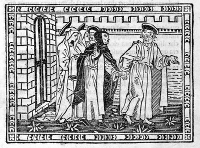 San Pedro guiado de la mano por Savonarola (Jerónimo Savonarola) (1452 - 1498) - en "Compendio de Revelaciones" de Unknown artist