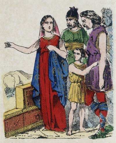 Santa Genoveva (422-502), patrona de París, disuadió a los parisinos de abandonar su ciudad, que fue amenazada en 451 por Atila, rey de los hunos. de Unknown artist