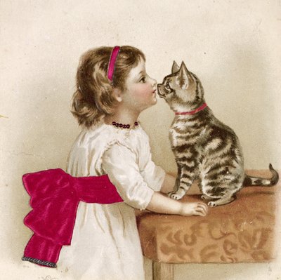 Saludando a Kitty (postal victoriana) de Unknown artist