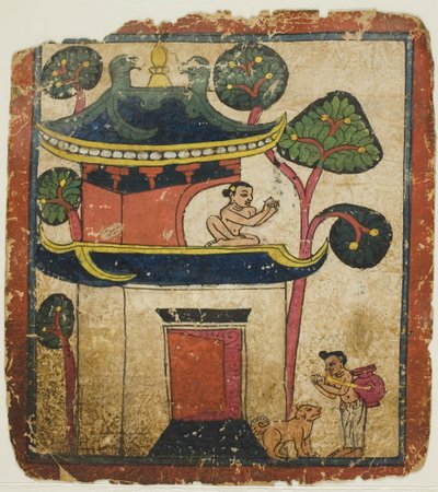 Escena de la Historia de Buda Ushnisha, de un Juego de Cartas de Iniciación (Tsakali) de Unknown artist