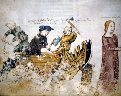 Escena de construcción naval en el siglo XIII. de Unknown artist