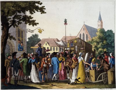 Escena de paseo en el siglo XVIII - grabado de Unknown artist