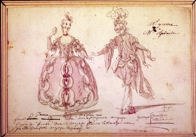 Escenografía: dibujo de trajes para la pastoral "Nais" de Jean Philippe Rameau (1683-1764) 1764. de Unknown artist