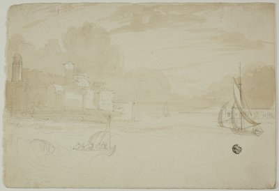Puerto con barcos de pesca de Unknown artist