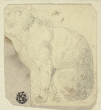 Gato sentado de perfil de Unknown artist