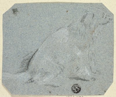 Perro sentado de perfil de Unknown artist