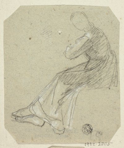 Mujer sentada de perfil de Unknown artist