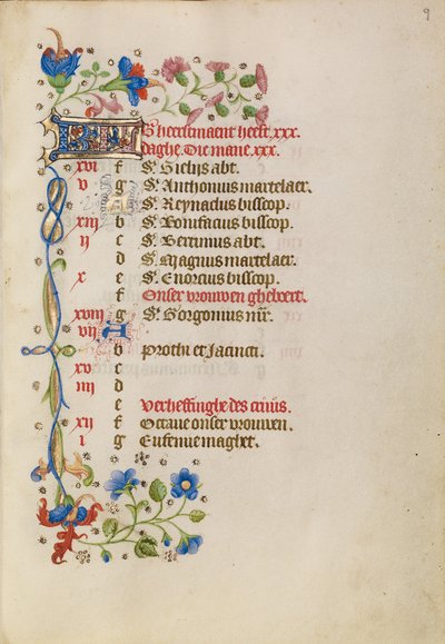 Página del calendario de septiembre de Unknown artist