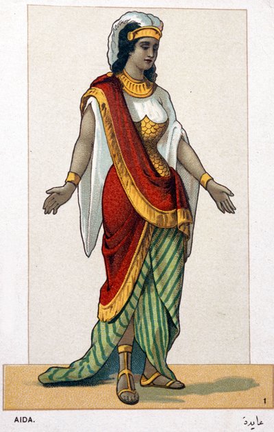 Serie de cromolitografías de trajes de ópera con motivo de la primera representación de Aida de Giuseppe Verdi: Aida. 1872 de Unknown artist