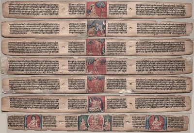 Siete hojas de un manuscrito del Gandavyuha-sutra (Escritura de la Suprema Arreglo) de Unknown artist
