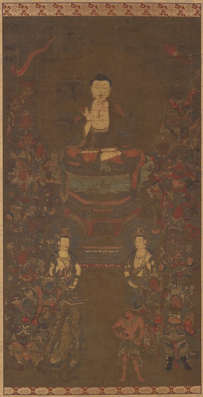Shakyamuni con los dieciséis deidades benevolentes de Unknown artist