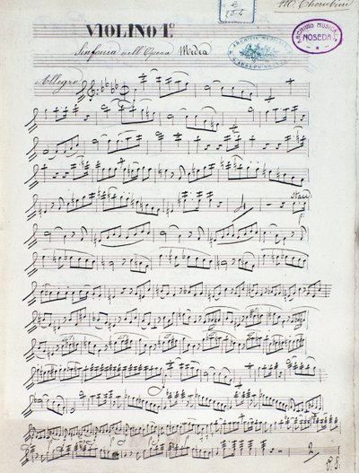 Partitura para el primer violín de Medea, ópera de Luigi Cherubini de Unknown artist