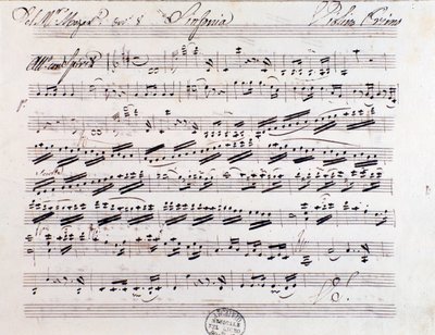 Página de la partitura para el primer violín en la Sinfonía n. 7, de Mozart de Unknown artist