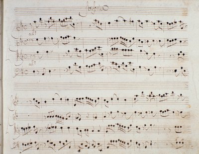 Página de partitura de la ópera Mitrídates por Giuseppe Aldrovandini (1706) de Unknown artist
