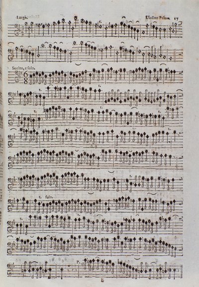 Página de partitura para violín en Sinfonia da chiesa e due violini de Francesco Manfredini de Unknown artist