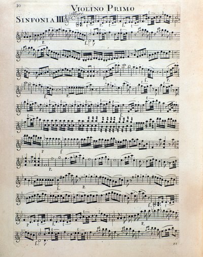 Página de la partitura para violín de la sinfonía n. 3 de Christian Cannabich de Unknown artist