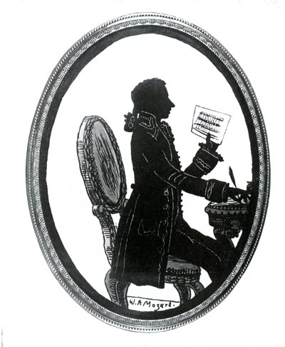 Silueta del compositor Wolfgang Amadeus Mozart (1756 - 1791). de Unknown artist
