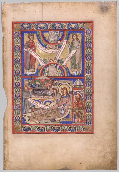 Hoja única extraída de un libro de evangelios: La Natividad (recto) de Unknown artist