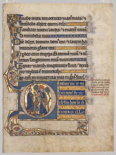 Single Leaf Excised from a Psalter: Initial D[ominus illuminatio mea] with Samuel Anointing David de Unknown artist