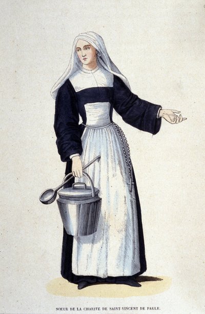 Hermana de la Caridad de San Vicente de Paúl. Grabado de un álbum sobre órdenes religiosas, París de Unknown artist