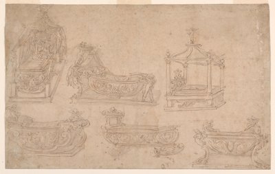 Seis diseños para una cama infantil de Unknown artist