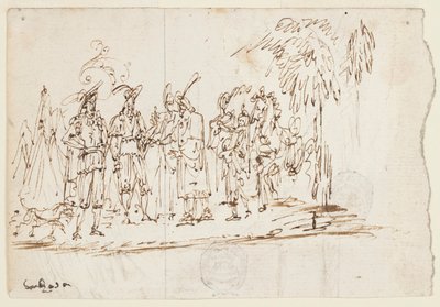 Boceto: Una visita oriental de Unknown artist