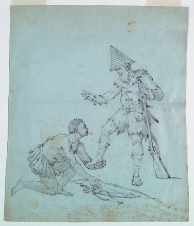 Boceto para una impresión de algodón: Robinson Crusoe de Unknown artist
