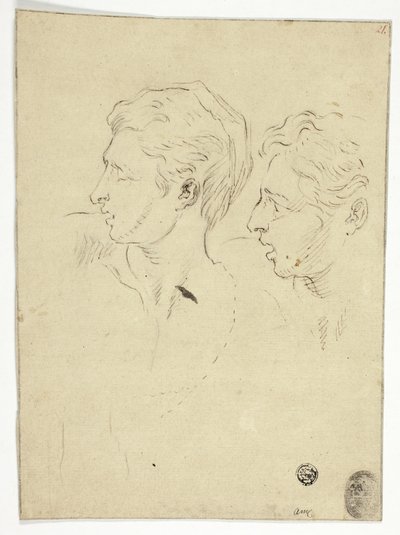 Boceto de Dos Hombres Girando a la Izquierda de Unknown artist