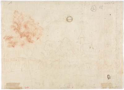 Boceto de un pueblo (reverso) de Unknown artist