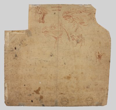 Bocetos de caballos (verso) de Unknown artist