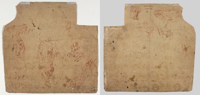 Bocetos de caballos y jinetes (recto); Bocetos de caballos (verso) de Unknown artist