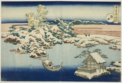 Nieve en el río Sumida, de la serie Nieve, luna y flores de Unknown artist