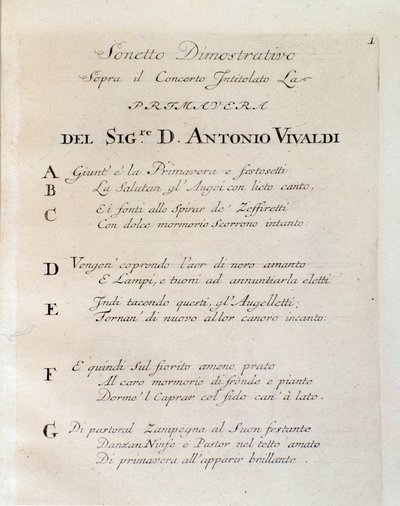Soneto al comienzo de la Primavera (La primavera) concierto en Il cimento dell
