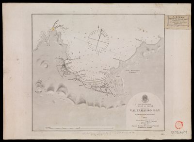 América del Sur, costa de Chile - Bahía de Valparaíso por los oficiales del HMS 