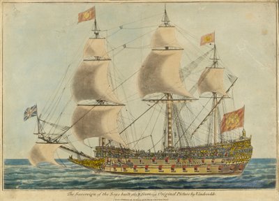 Soberano de los mares" (1637), según un original de Willem Van de Velde, el Viejo de Unknown artist