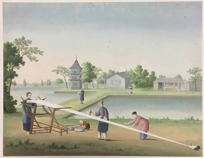 Hilado de tela, Preparación de las hojas de té, Preparación de la seda de Unknown artist