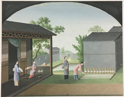 Hilado de tela, Preparación de las hojas de té, Preparación de la seda de Unknown artist
