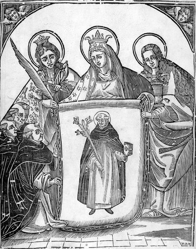 Santo Tomás de Aquino rodeado de santos de Unknown artist