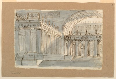 Diseño escénico, Edificio antiguo con pórticos de Unknown artist