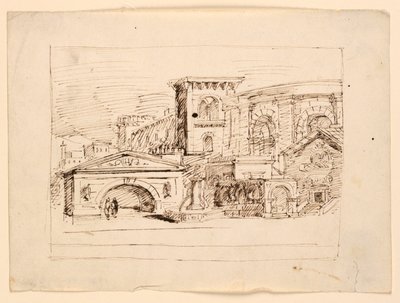 Diseño de escenario, edificios antiguos de Unknown artist